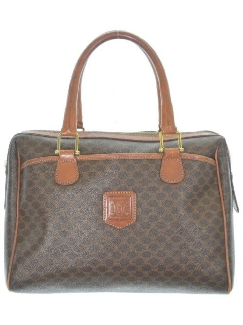 Celine Macadam Pattern Mini Boston Bag Brown